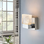 Lampada da toeletta a LED integrata in acciaio inossidabile 3000K Cattleya con paralumi in vetro artistico - Cromata