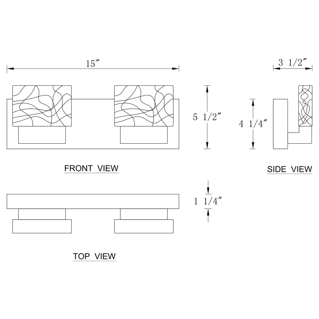 Lampada da toeletta a LED integrata in acciaio inossidabile 3000K Cattleya con paralumi in vetro artistico - Cromata