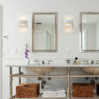 Lampada da toeletta a LED integrata in acciaio inossidabile 3000K Cattleya con paralumi in vetro artistico - Cromata