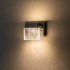 Lampada da toeletta a LED integrata in acciaio inossidabile 3000K Cattleya con paralumi in vetro artistico - Cromata