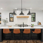 Lampada a sospensione a cupola industriale a 3 luci, in metallo, lineare, per isola da cucina, finitura in bronzo oliato