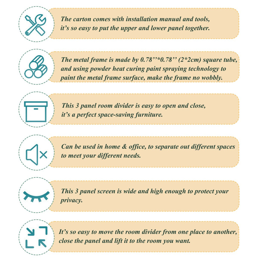 Divisori per ambienti a 3 pannelli e schermo pieghevole per la privacy, divisori per ambienti in legno naturale da 6 piedi per la separazione degli ambienti