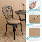 Tavolo e sedie a farfalla per patio esterno in alluminio, 3 pezzi, con foro per ombrellone