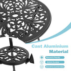 Tavolo e sedie a farfalla per patio esterno in alluminio, 3 pezzi, con foro per ombrellone