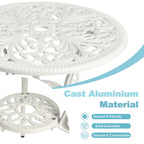 Tavolo e sedie a farfalla per patio esterno in alluminio, 3 pezzi, con foro per ombrellone