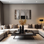 Set di 3 specchi da parete rettangolari in metallo nero - 31,9 A x 15,75 L x 0,75 P