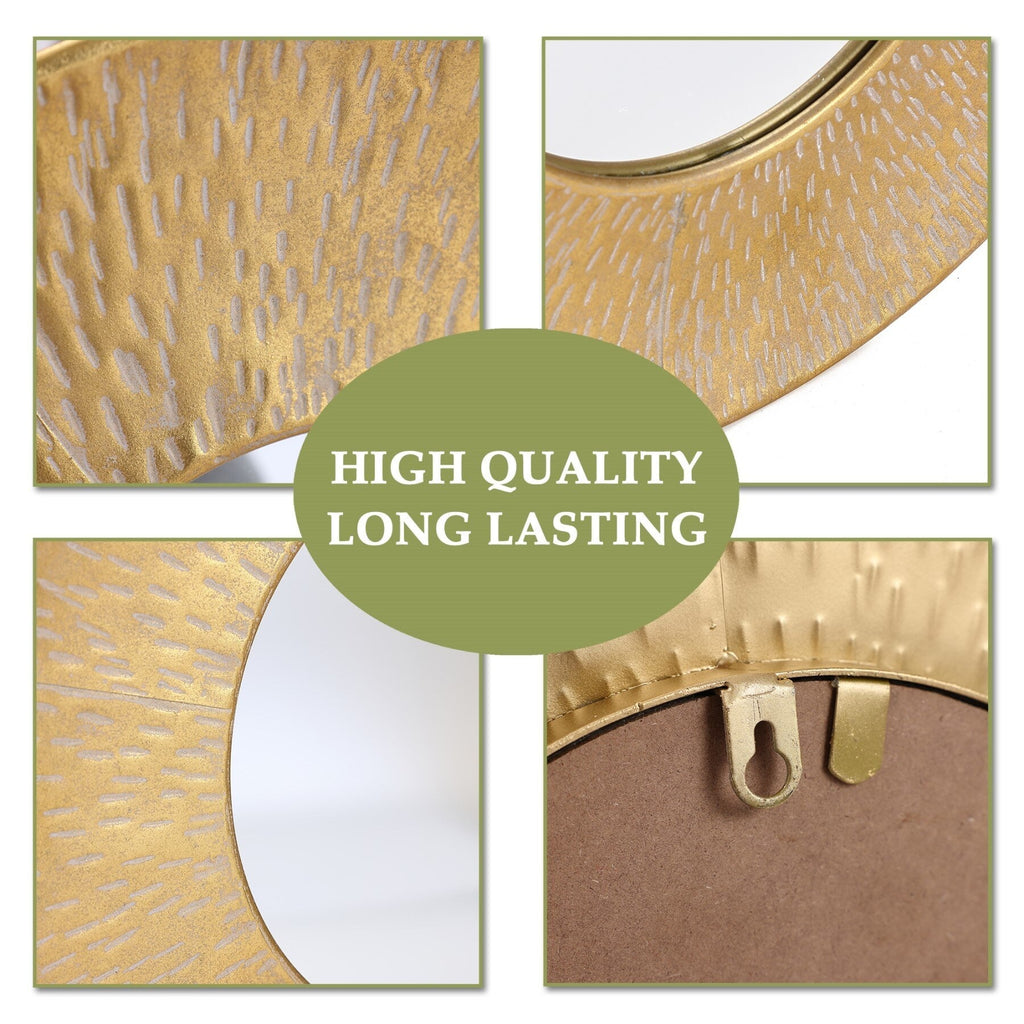 Set di 3 specchi da parete rotondi in metallo dorato - Diametro 22,25 x P 2,36