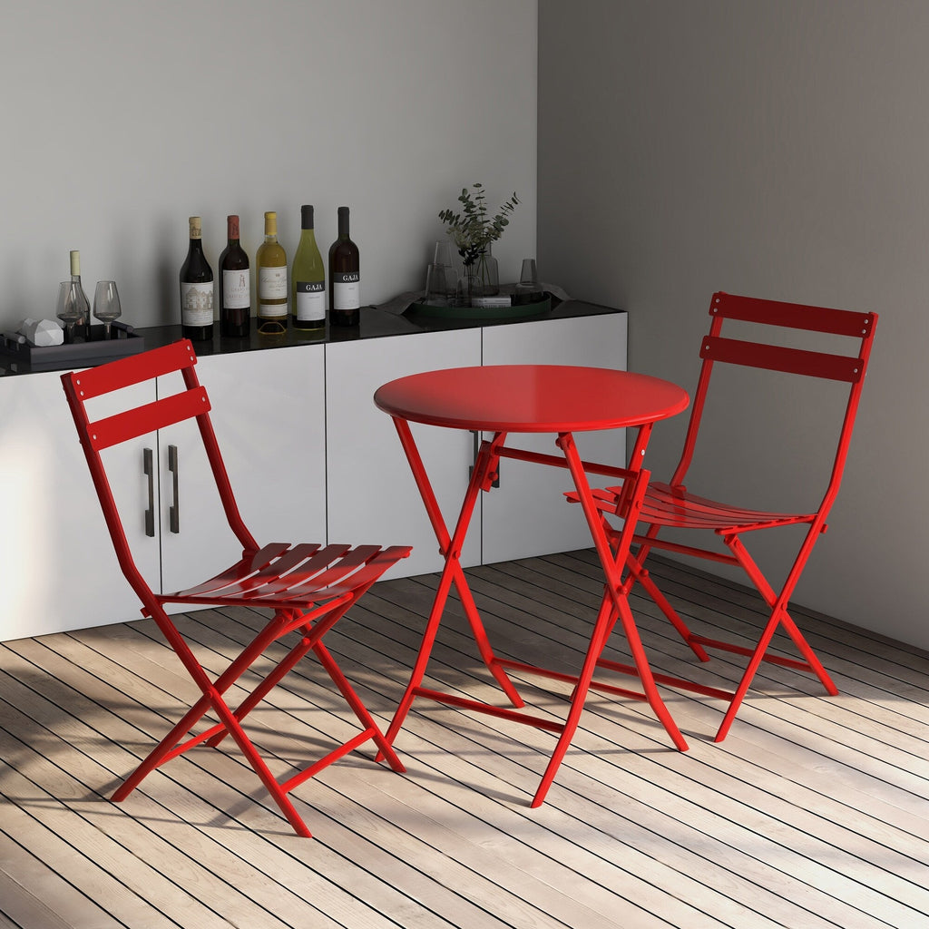 Set da bistrot da patio minimalista da 3 pezzi con tavolo rotondo pieghevole e sedie - 3-Piece-Patio-Bistro-Set