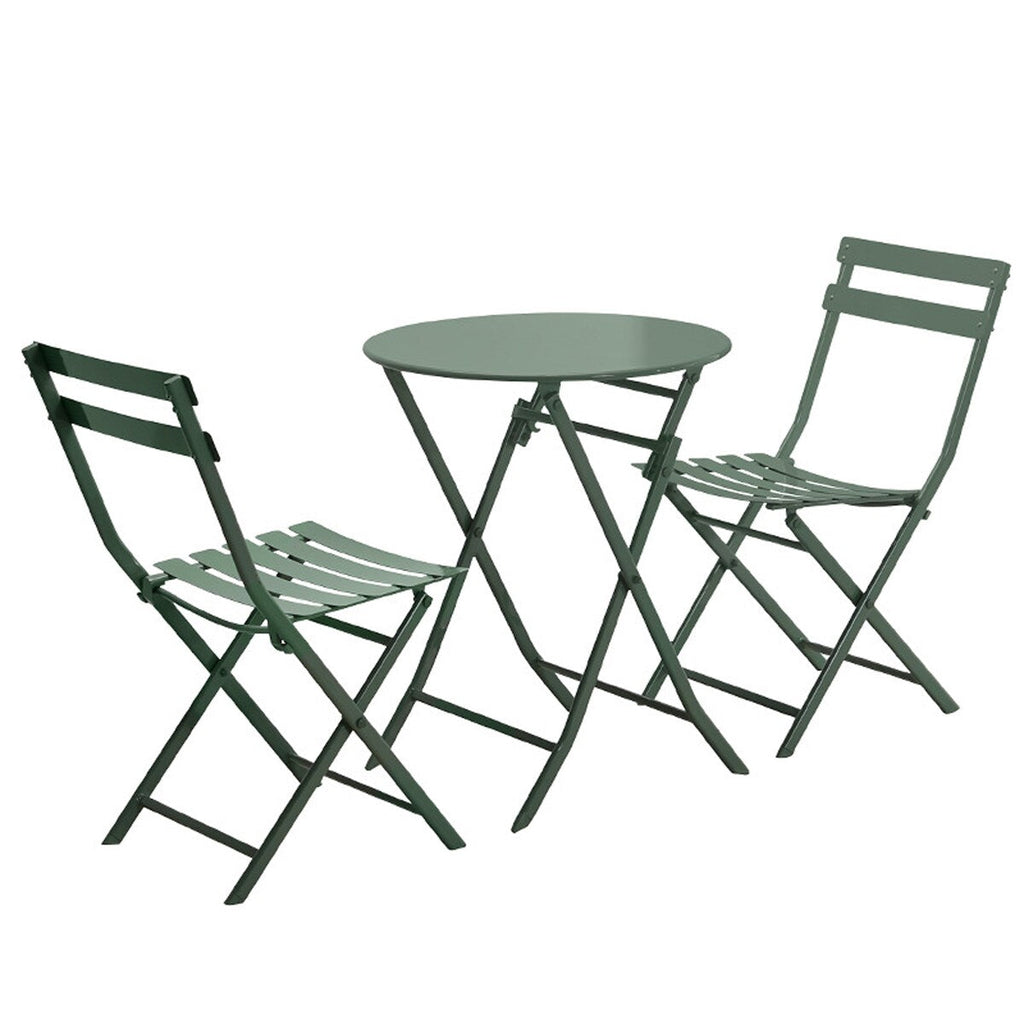 Set da bistrot da patio minimalista da 3 pezzi con tavolo rotondo pieghevole e sedie - 3-Piece-Patio-Bistro-Set