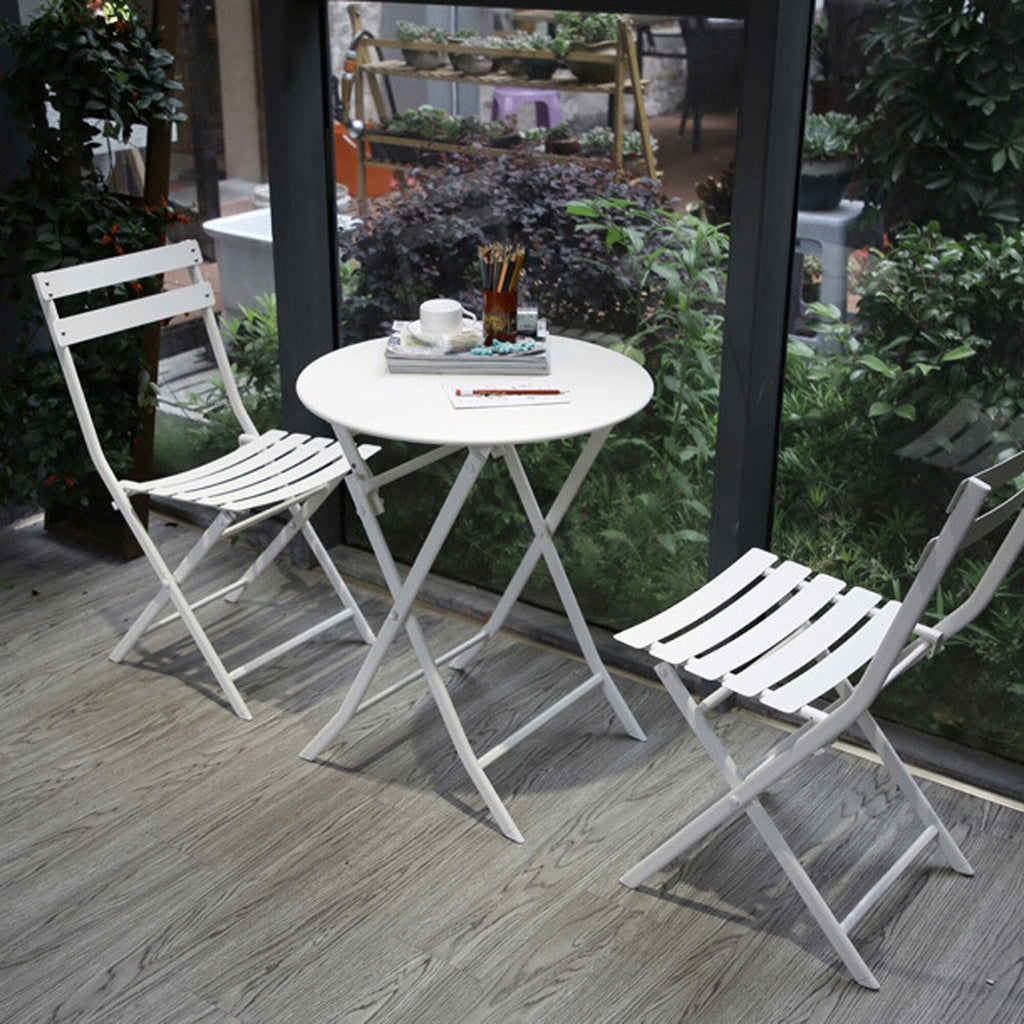 Set da bistrot da patio minimalista da 3 pezzi con tavolo rotondo pieghevole e sedie - 3-Piece-Patio-Bistro-Set