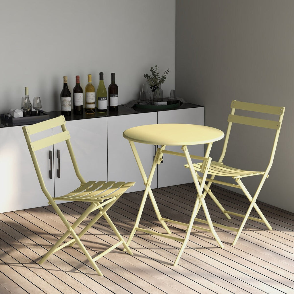 Set da bistrot da patio minimalista da 3 pezzi con tavolo rotondo pieghevole e sedie - 3-Piece-Patio-Bistro-Set