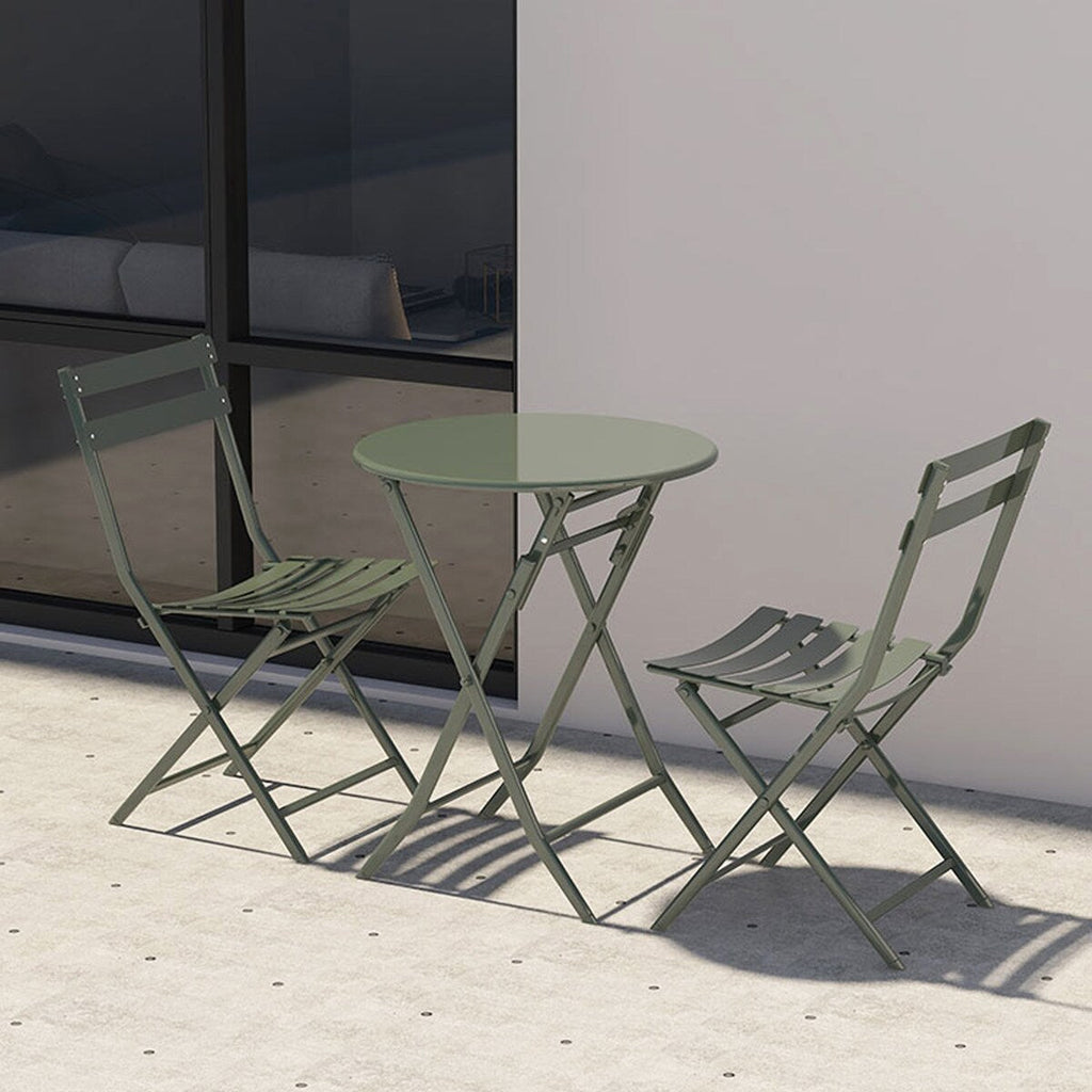 Set da bistrot da patio minimalista da 3 pezzi con tavolo rotondo pieghevole e sedie - 3-Piece-Patio-Bistro-Set