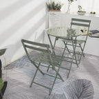 Set da bistrot da patio minimalista da 3 pezzi con tavolo rotondo pieghevole e sedie - 3-Piece-Patio-Bistro-Set
