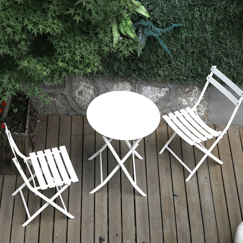 Set da bistrot da patio minimalista da 3 pezzi con tavolo rotondo pieghevole e sedie - 3-Piece-Patio-Bistro-Set