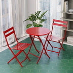 Set da bistrot da patio minimalista da 3 pezzi con tavolo rotondo pieghevole e sedie - 3-Piece-Patio-Bistro-Set