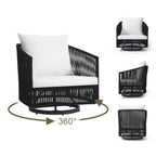 Set di 3 sedie girevoli da esterno, sedie a botte per il cortile