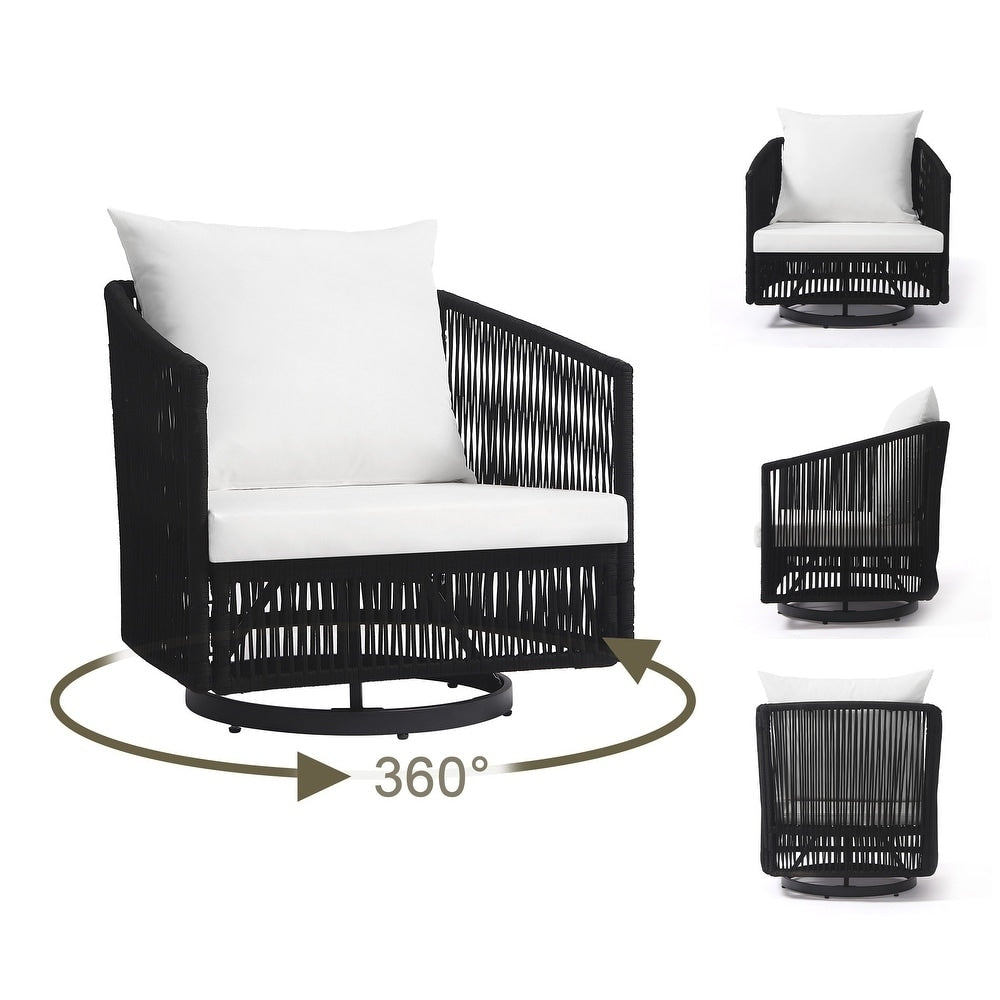 Set di 3 sedie girevoli da esterno, sedie a botte per il cortile