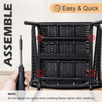 Set da bistrot da conversazione in vimini da esterno, 3 pezzi, set di sedie da giardino in rattan per tutte le stagioni con cuscini