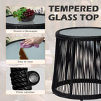 Set da bistrot da conversazione in vimini da esterno, 3 pezzi, set di sedie da giardino in rattan per tutte le stagioni con cuscini