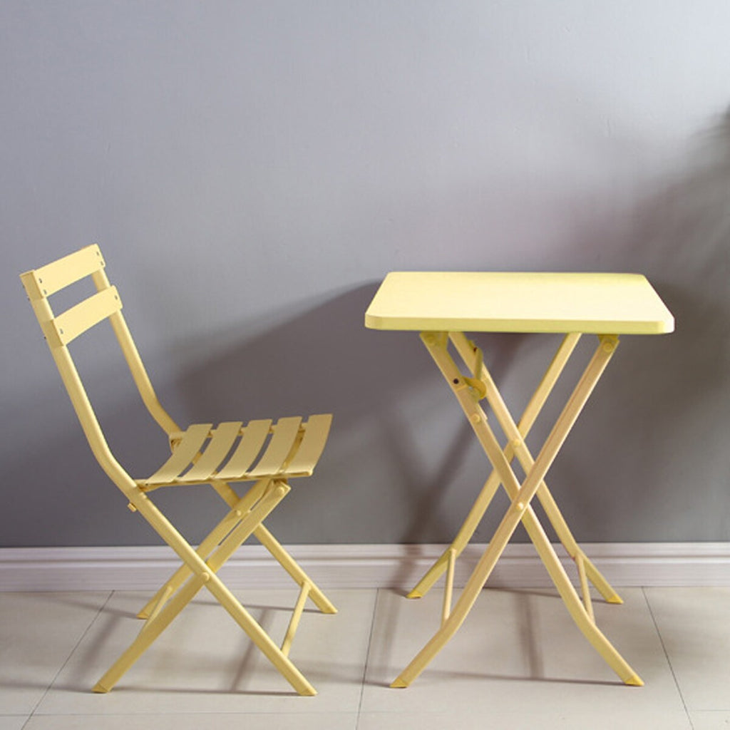 Set da bistrot minimalista da patio, 3 pezzi, tavolo quadrato pieghevole e sedie - 3 pezzi