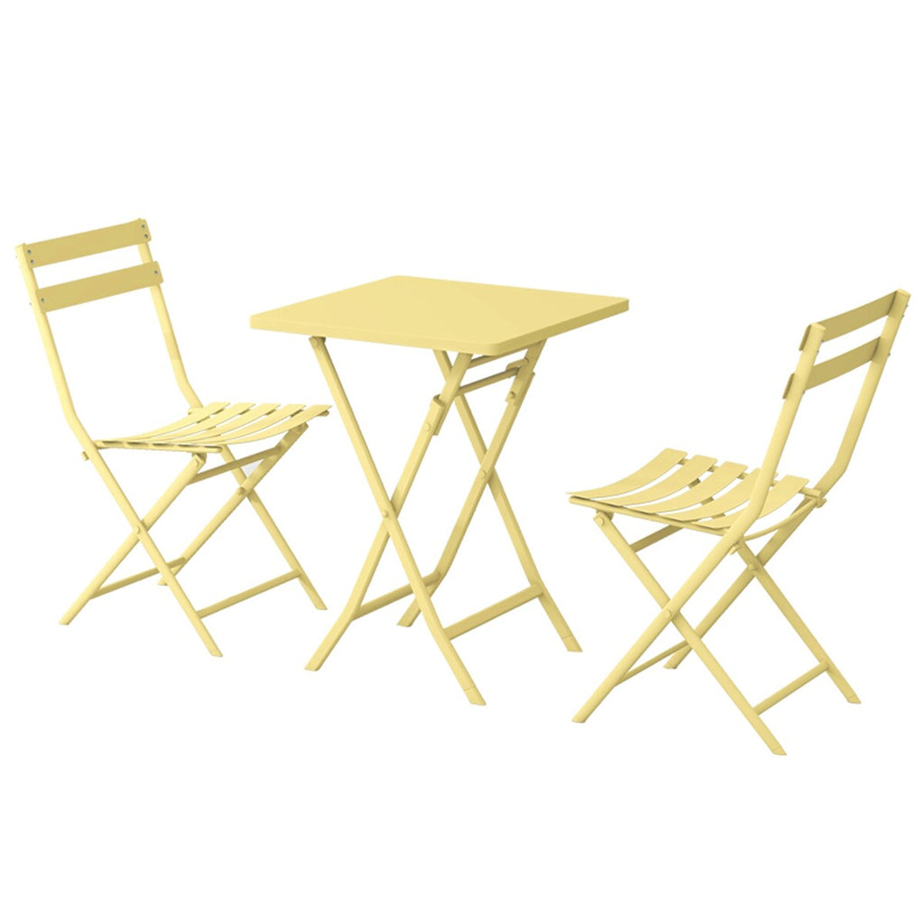 Set da bistrot minimalista da patio, 3 pezzi, tavolo quadrato pieghevole e sedie - 3 pezzi