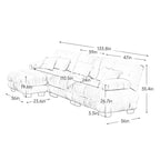 Divano componibile modulare a 3 posti, divano con seduta profonda, divano a forma di L con pouf trasformabile per soggiorno