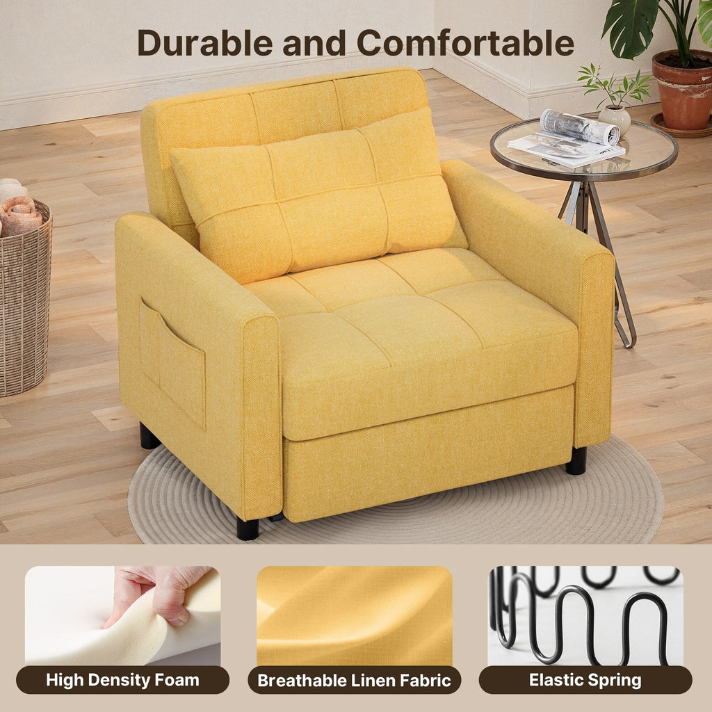 Divano letto regolabile 3 in 1, divano con poltrona estraibile, letto pieghevole convertibile per soggiorno