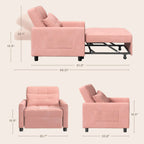 Divano letto regolabile 3 in 1, divano con poltrona estraibile, letto pieghevole convertibile per soggiorno