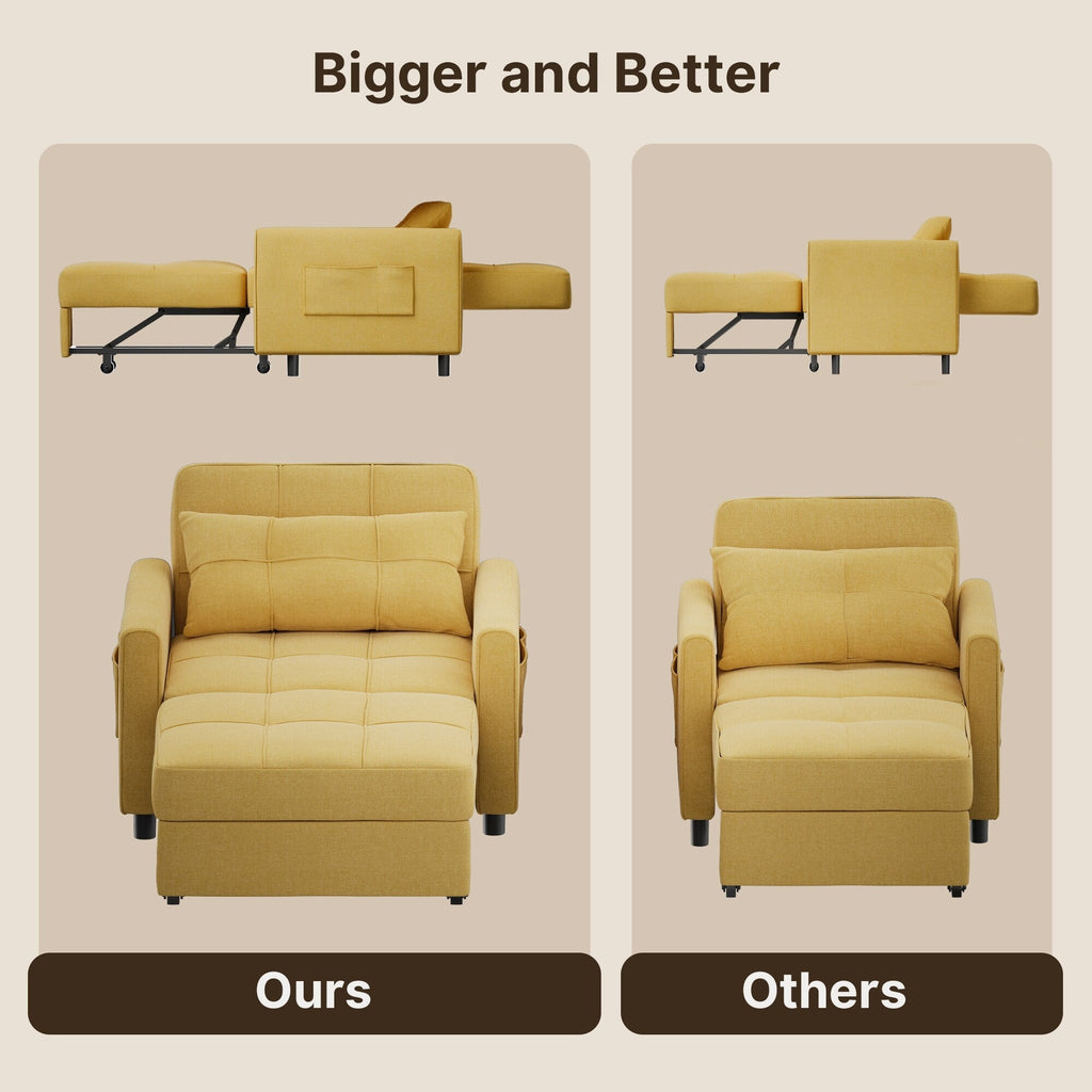 Divano letto regolabile 3 in 1, divano con poltrona estraibile, letto pieghevole convertibile per soggiorno