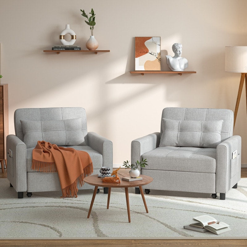 Divano letto regolabile 3 in 1, divano con poltrona estraibile, letto pieghevole convertibile per soggiorno