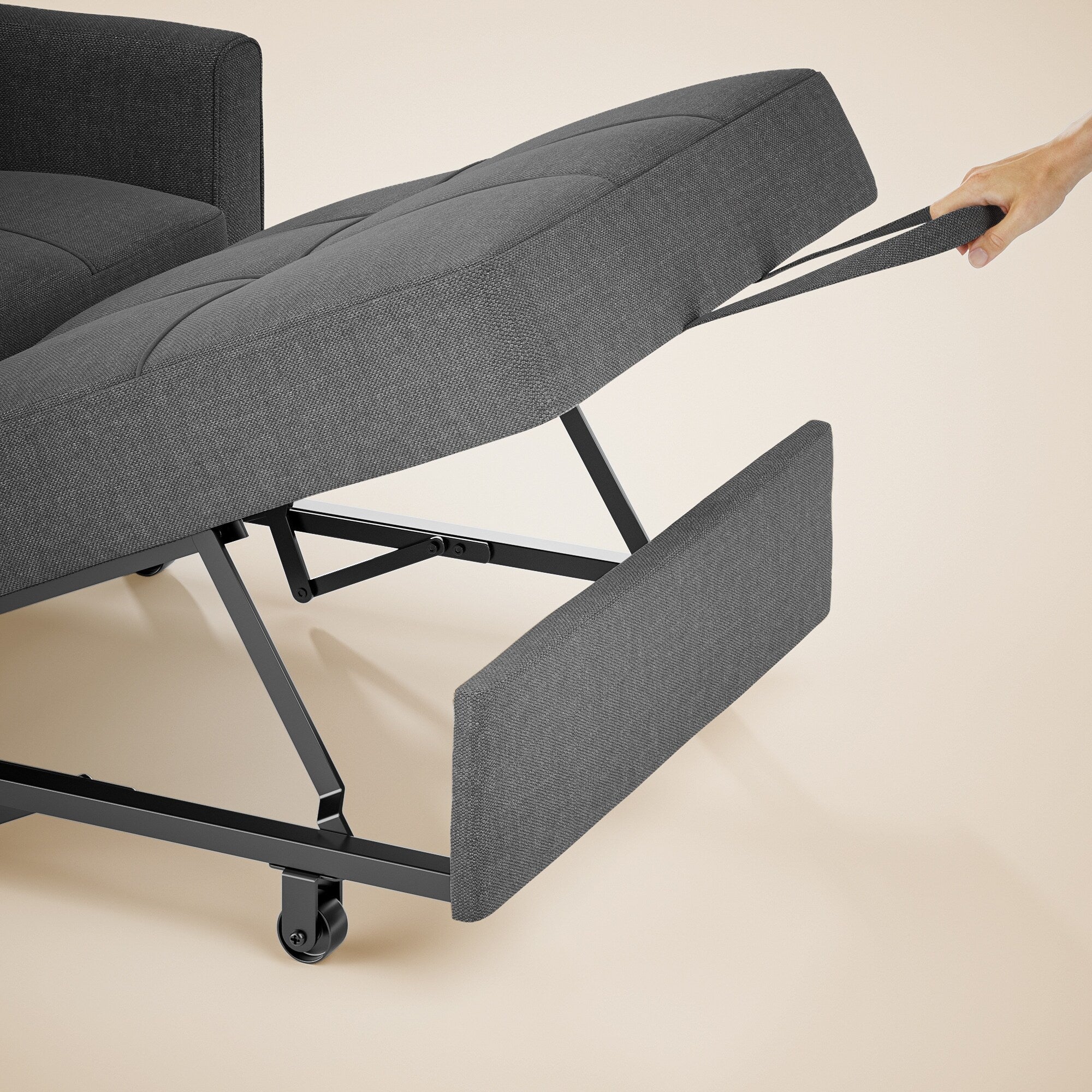 Divano letto estraibile 3 in 1, poltrona letto imbottita, pieghevole, regolabile e convertibile