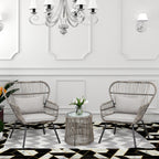 Set da bistrot da conversazione in vimini da esterno, 3 pezzi, set di sedie da giardino in rattan per tutte le stagioni con cuscini