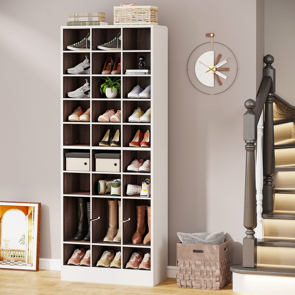 Scarpiera alta da 30 paia, scarpiera in legno bianco a 10 ripiani per armadio, ingresso - 10 ripiani