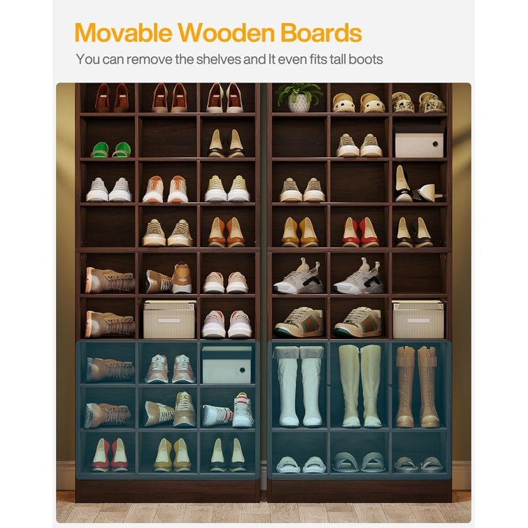 Scarpiera alta da 30 paia, scarpiera in legno bianco a 10 ripiani per armadio, ingresso - 10 ripiani