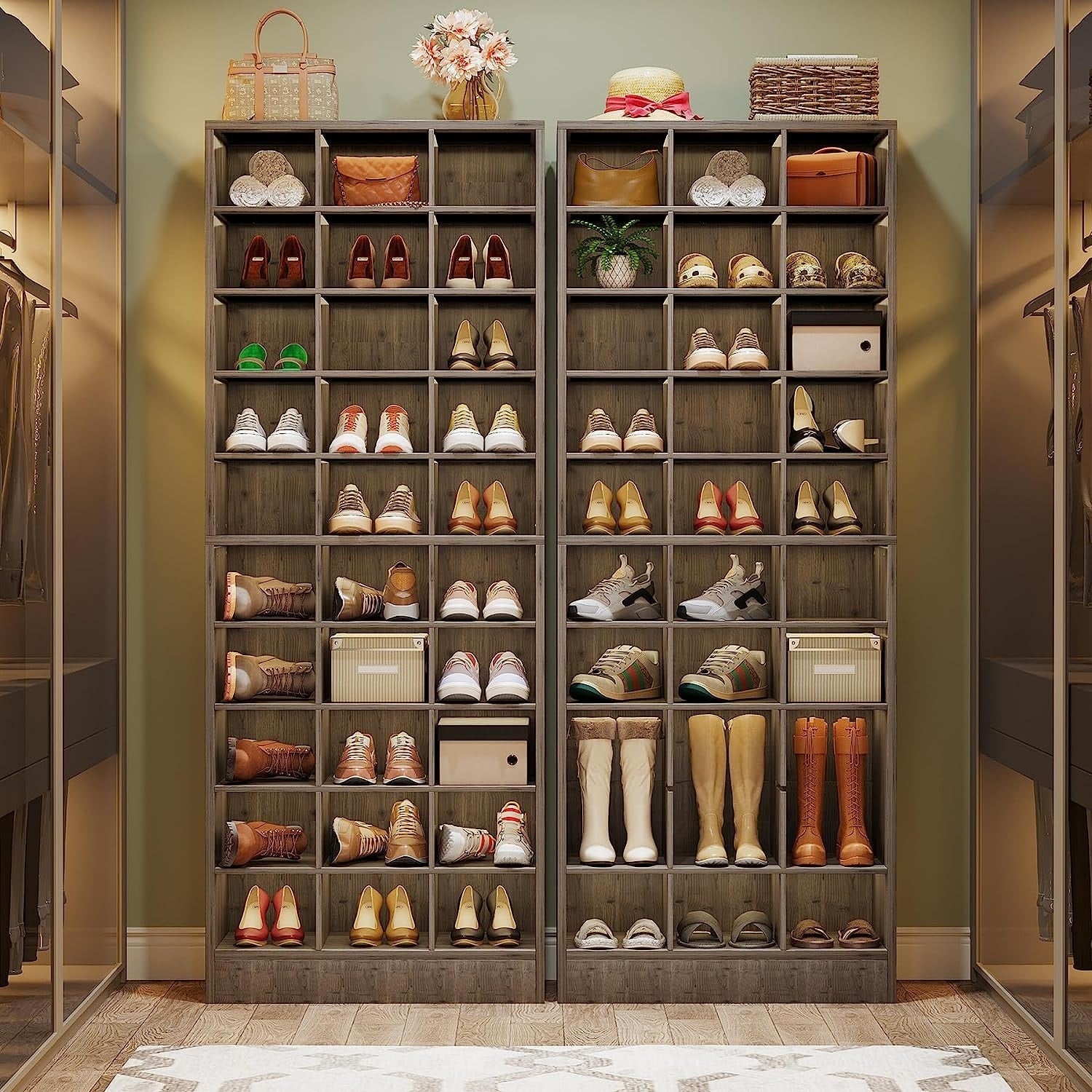 Scarpiera alta da 30 paia, scarpiera in legno bianco a 10 ripiani per armadio, ingresso - 10 ripiani