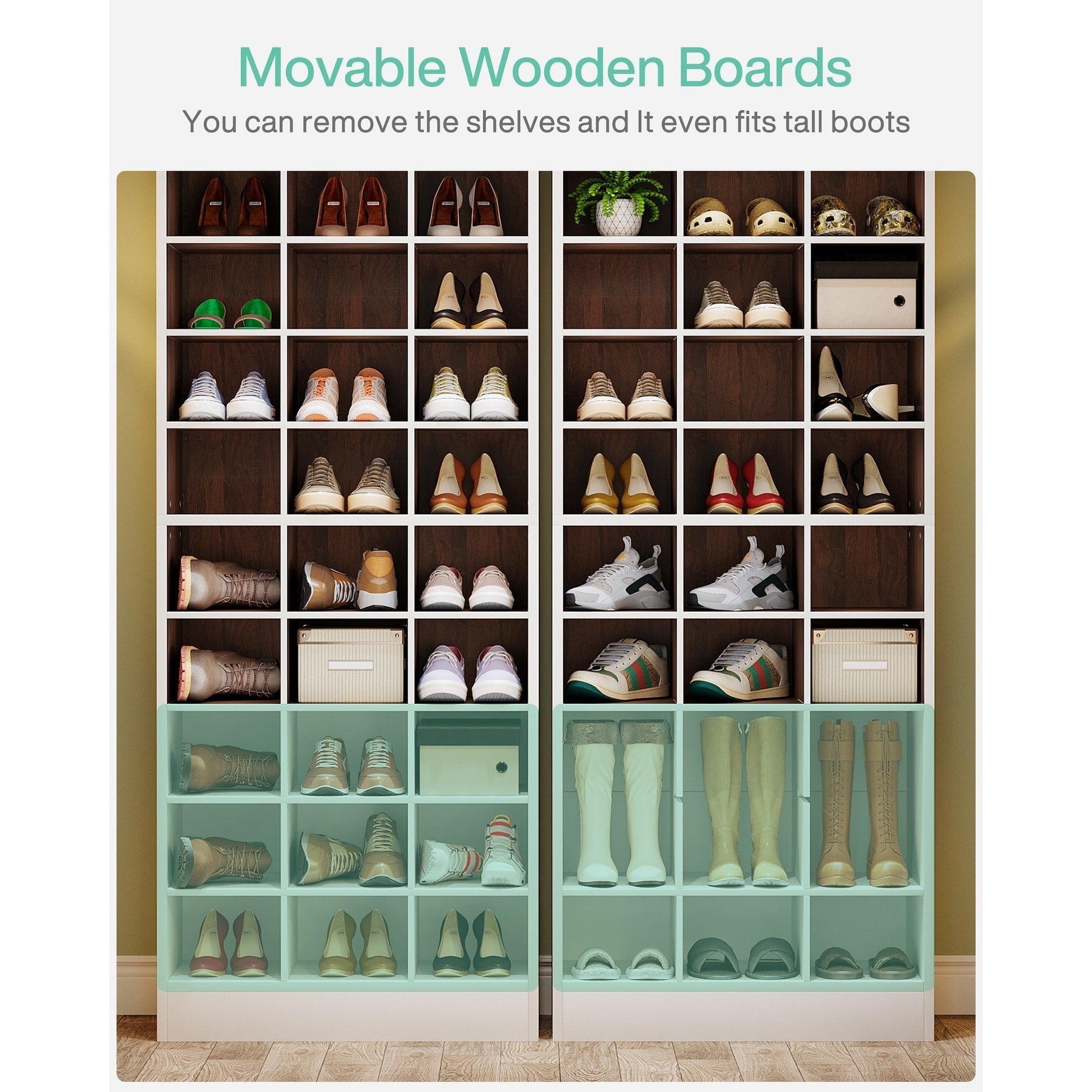 Scarpiera alta da 30 paia, scarpiera in legno bianco a 10 ripiani per armadio, ingresso - 10 ripiani