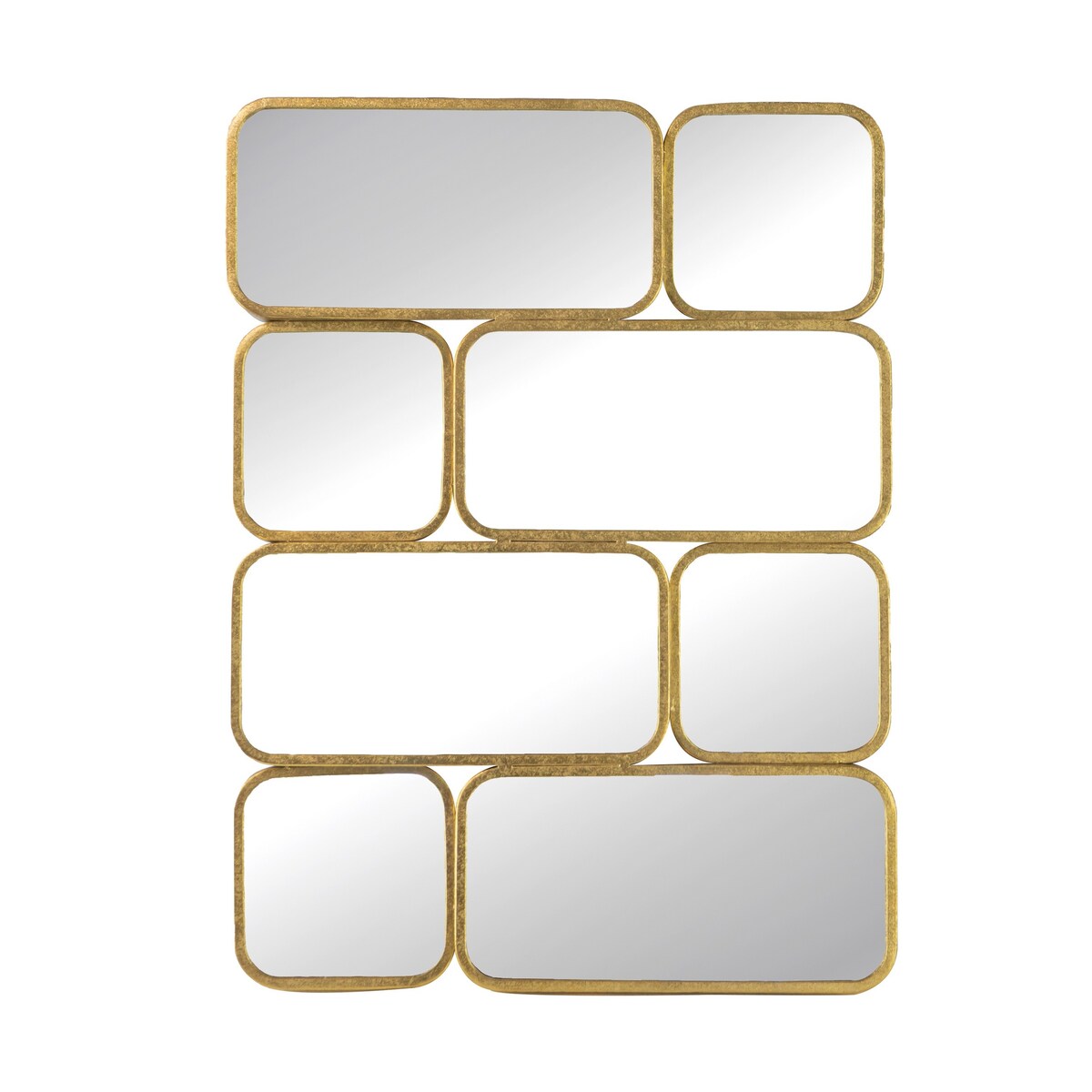 Specchio decorativo da parete di lusso da 32 pollici, 8 cornici in metallo curvo con finitura dorata