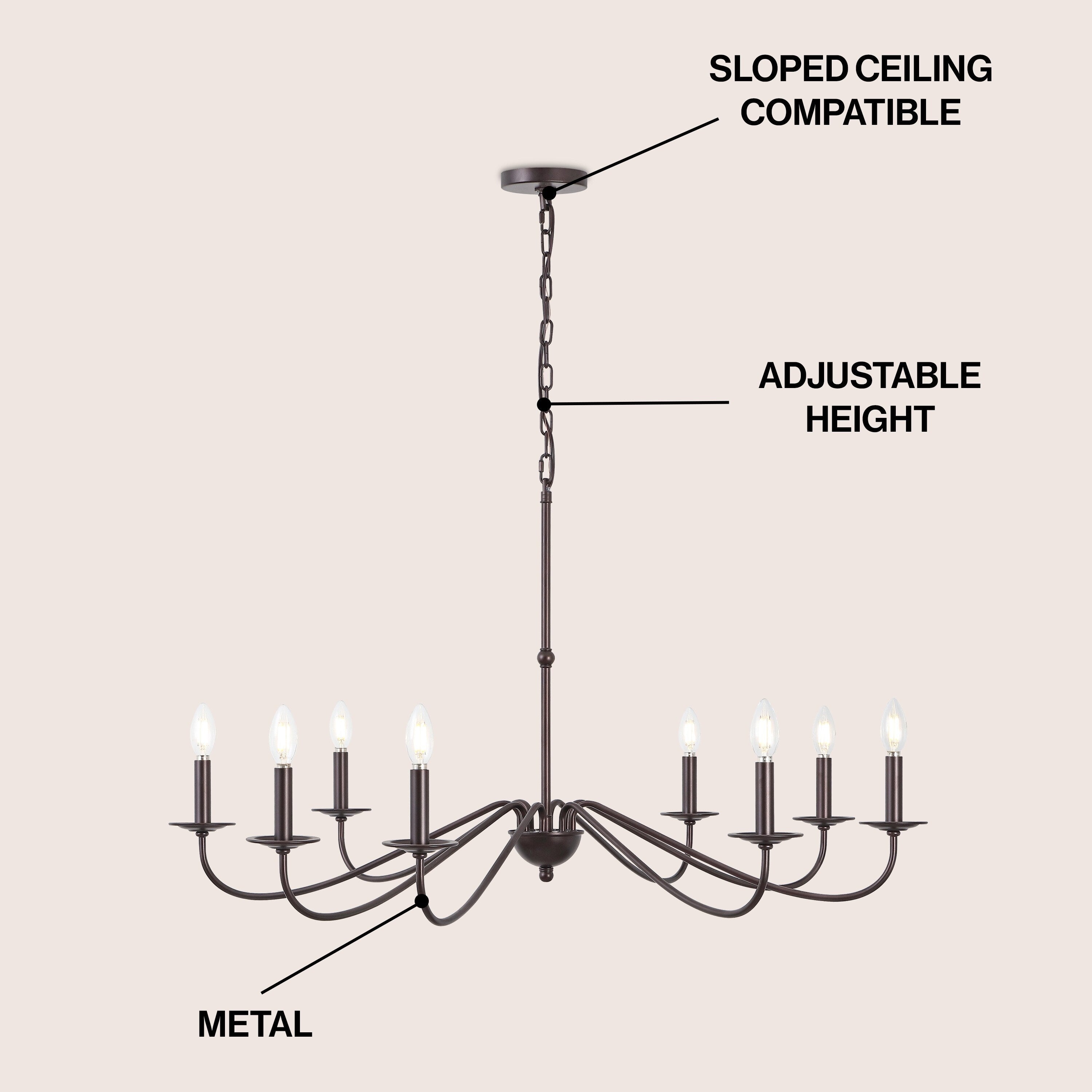 Lampadario a LED in ferro a 6 luci da 34,75 pollici, di JONATHAN Y