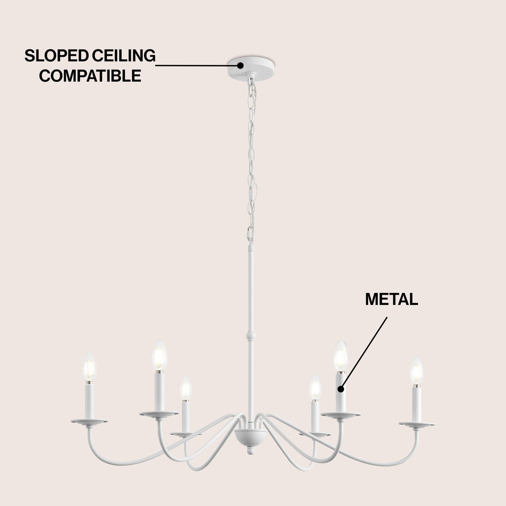 Lampadario a LED in ferro a 6 luci da 34,75 pollici, di JONATHAN Y