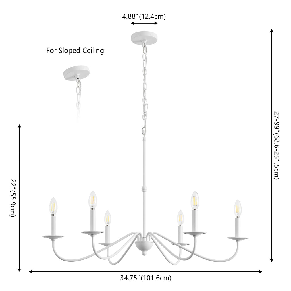 Lampadario a LED in ferro a 6 luci da 34,75 pollici, di JONATHAN Y