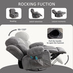 Poltrona reclinabile girevole a 360° con massaggio, riscaldamento, USB e portabicchieri