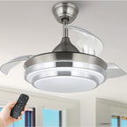 Ventilatore da soffitto retrattile moderno Bella Depot 36 con luce LED, pale reversibili a 6 velocità con telecomando