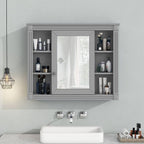 Mobile bagno moderno da 36'' con lavabo superiore e mobiletto a specchio, 2 ante e 2 cassetti
