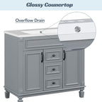 Mobile bagno moderno da 36'' con lavabo superiore e mobiletto a specchio, 2 ante e 2 cassetti