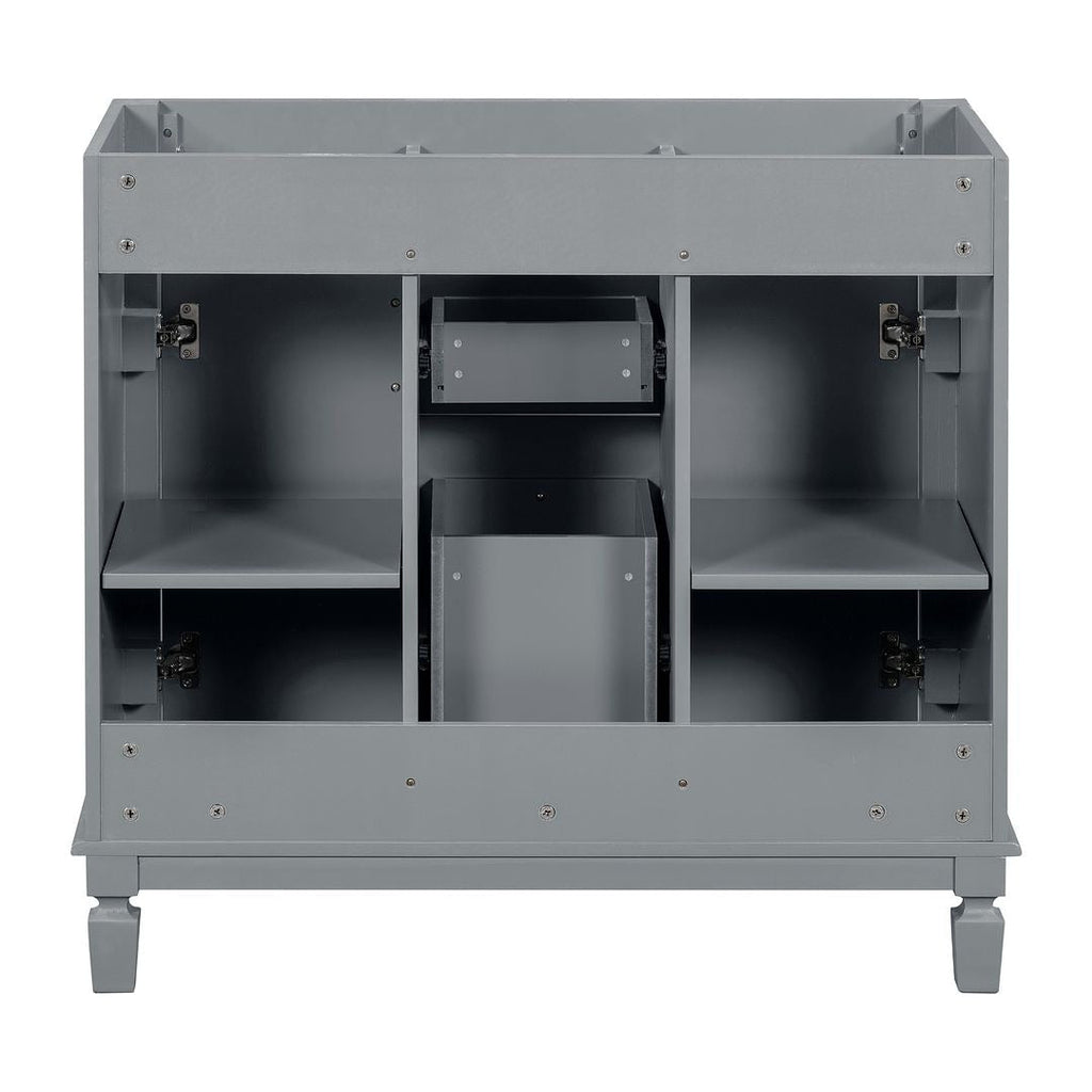 Mobile bagno moderno da 36'' con lavabo superiore e mobiletto a specchio, 2 ante e 2 cassetti