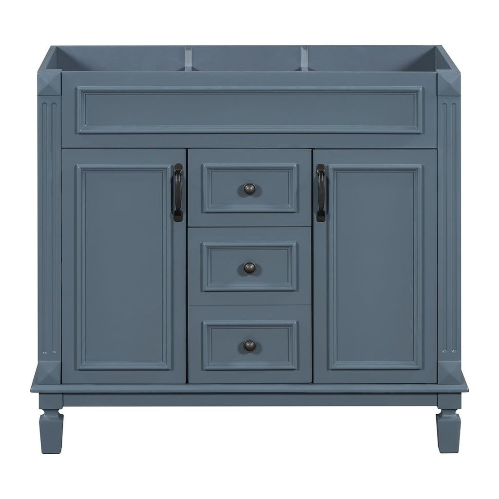 Mobile bagno moderno da 36'' con lavabo superiore e mobiletto a specchio, 2 ante e 2 cassetti