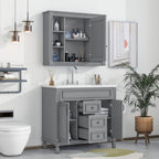 Mobile bagno moderno da 36'' con lavabo superiore e mobiletto a specchio, 2 ante e 2 cassetti