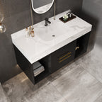 Mobile bagno sospeso da 39,4'' con lavabo in ceramica, mobile sospeso a parete, 2 cassetti con chiusura ammortizzata e piano in ardesia bianca - 39'4 x 18'9