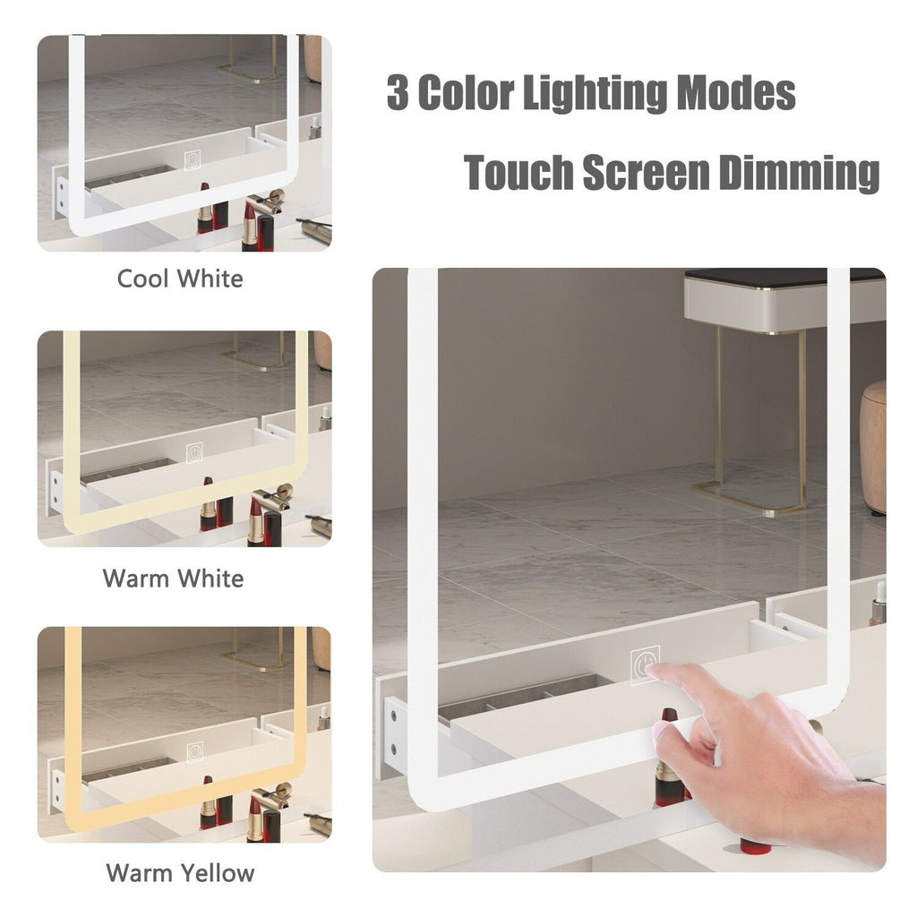 Set da toeletta per il trucco largo 39,4'' con sgabello e specchio