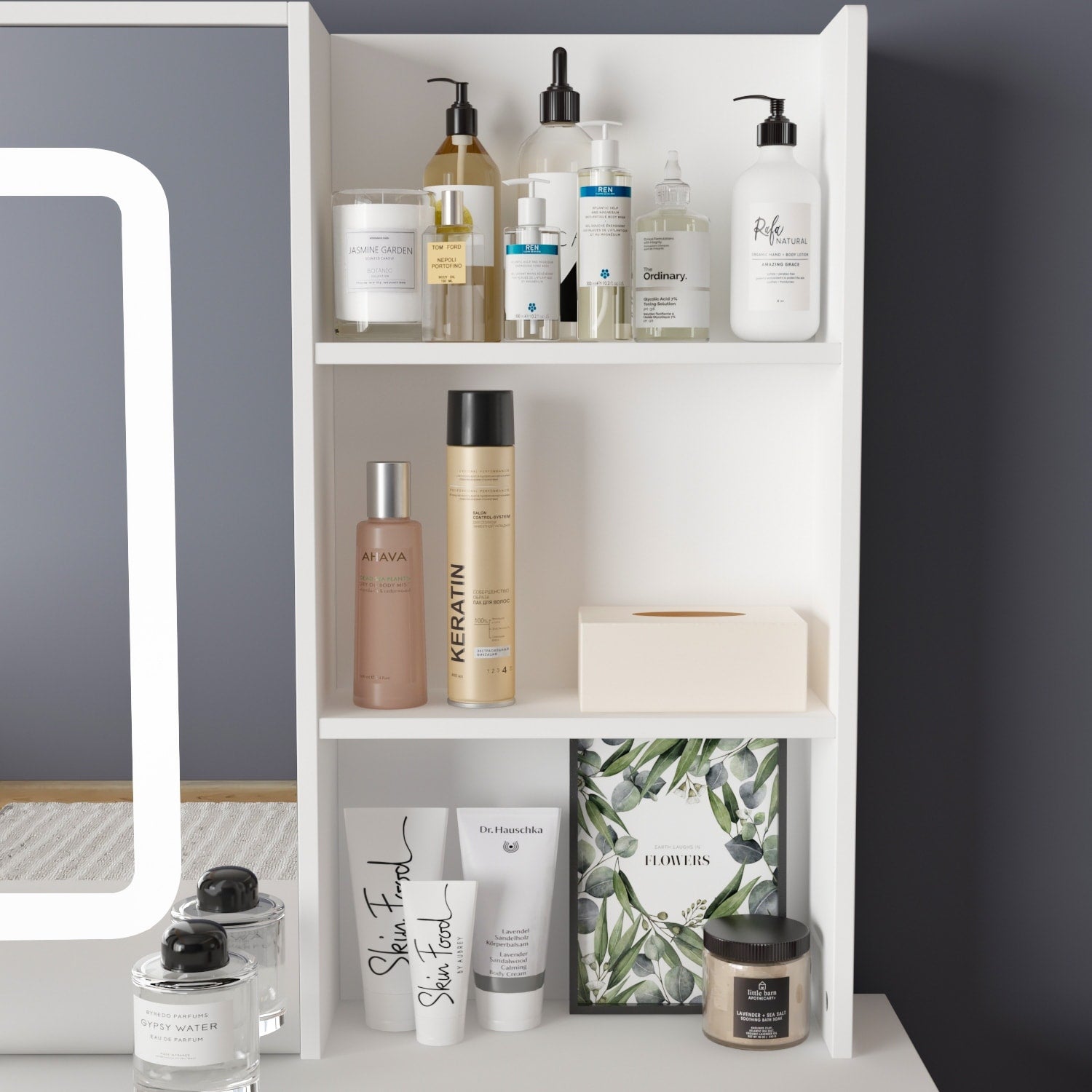 Mobiletto da trucco da 39,4'' con sgabello e specchio